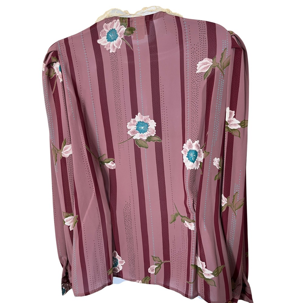 Vintage Campus‎ Casuals Striped Floral Skirt and Blouse Outfit Size Small - Picture 6 of 14